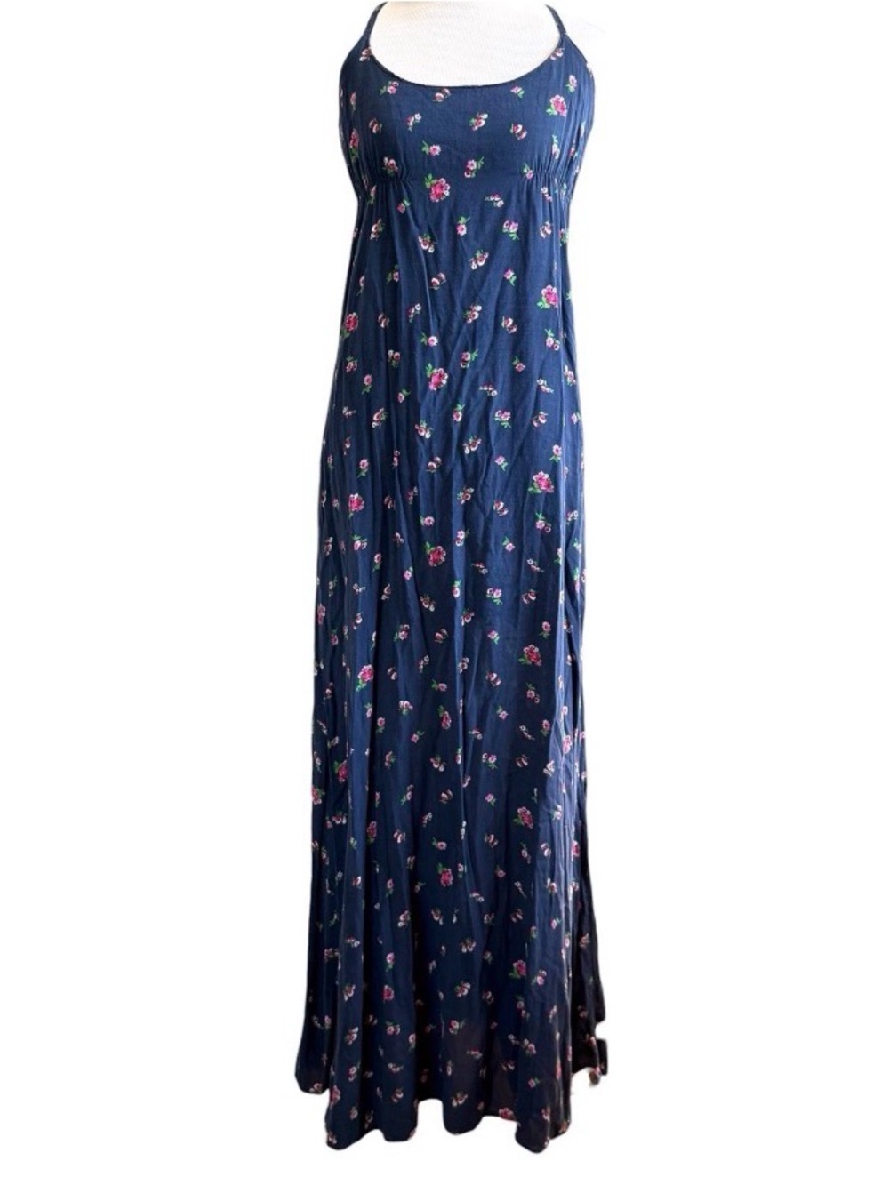 Abercrombie & Fitch Navy Floral Maxi Dress Size M Y2K